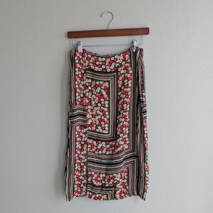 Topshop Red and Black Midi Pencil Skirt Casual